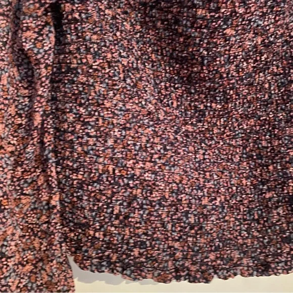 New NWT 1. State long sleeve semi sheer floral shirred blouse top black pink L - Picture 9 of 12